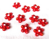 RAEWADOLLY 10pc Red Flower Cabochon Cabs Supplies FREE SHIPPING great for Scrapbook, Craft, Project, Hair Clip, Hairtie, Earrings, Ring, Pendant