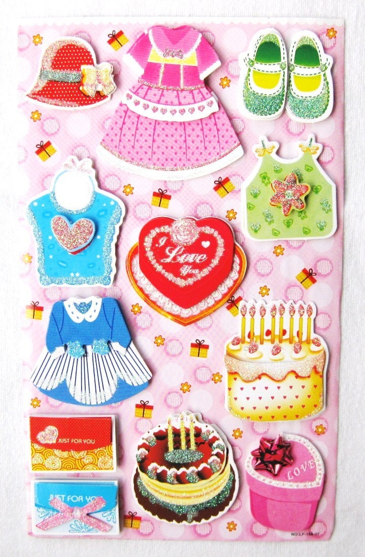 RAEWADOLLY Kawaii Memo Popup 3D Stickers