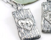 Tree Bark of Love Pendant - sterling silver custom initial pendant