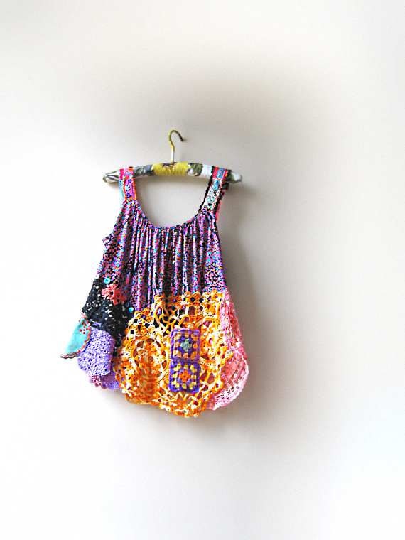 ON SALE - Gorgeous As top, Vintage Lace, Doily, Crochet, Embroidery, Tank, Rustic, Bohemian