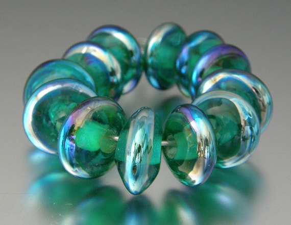 KILLERBEEDZ1 - Mermaids Baubles  - 12 Disc  Lampworked Beads