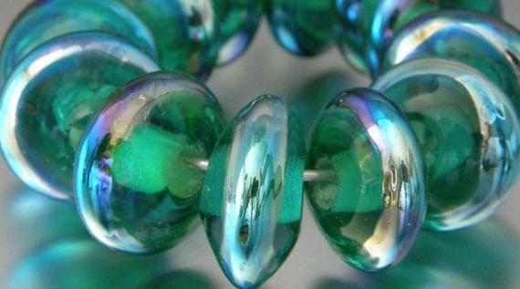 KILLERBEEDZ1 - Mermaids Baubles  - 12 Disc  Lampworked Beads