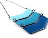 Ombre Triple Chevron Statement Necklace - Enameled Copper and Sterling Silver