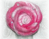 Needle Felted Brooch Hot Pink Rose