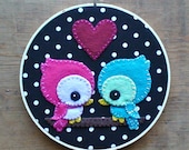 SALE Love Birds Embroidery Hoop Art Wall Hanging