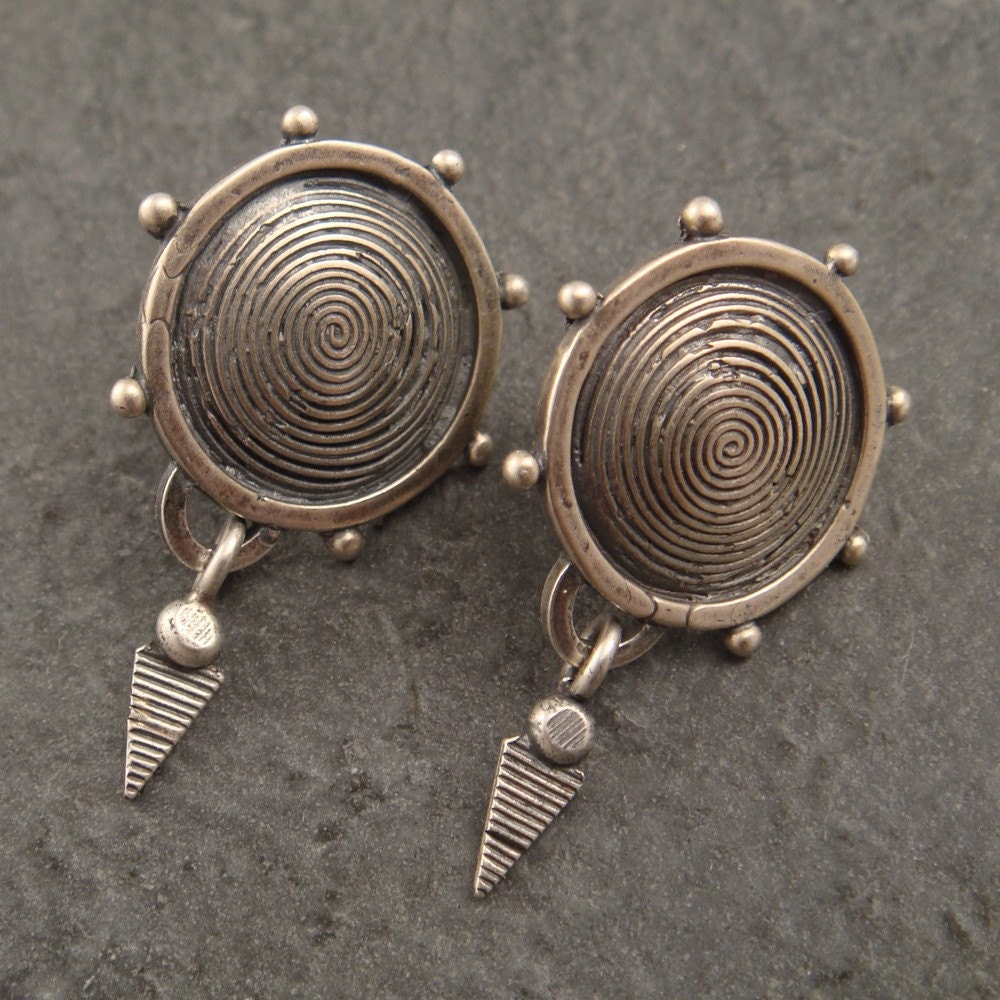 Sterling Pinwheel Earrings with Dangle