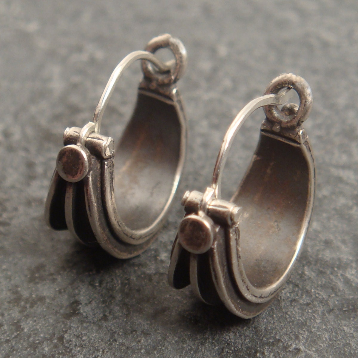 Triple-Ribbed Sterling Hoops