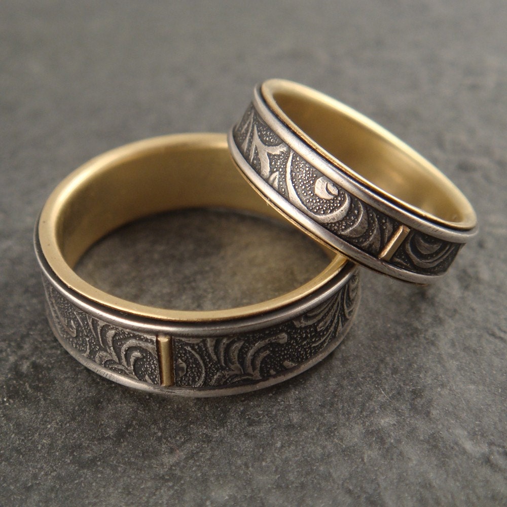 Wedding Band Set - Art Nouveau Vines Ring