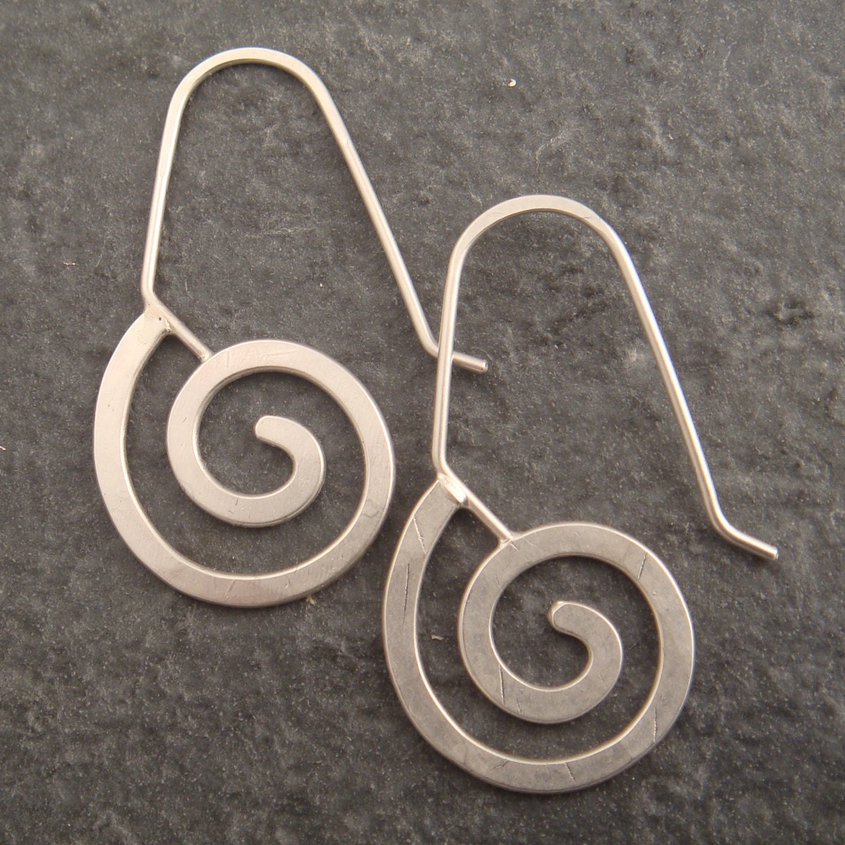 Flat Spiral Earrings in Sterling Silver