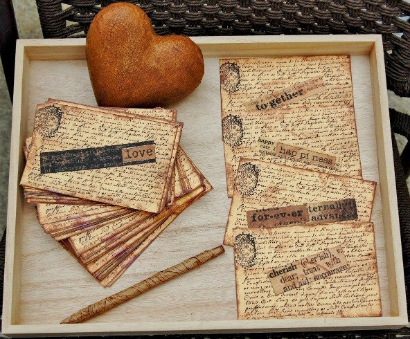 Set of 250 WEDDING GUEST POSTCARDS, Wishing Tree, French Script, Guestbook alternative, Vintage