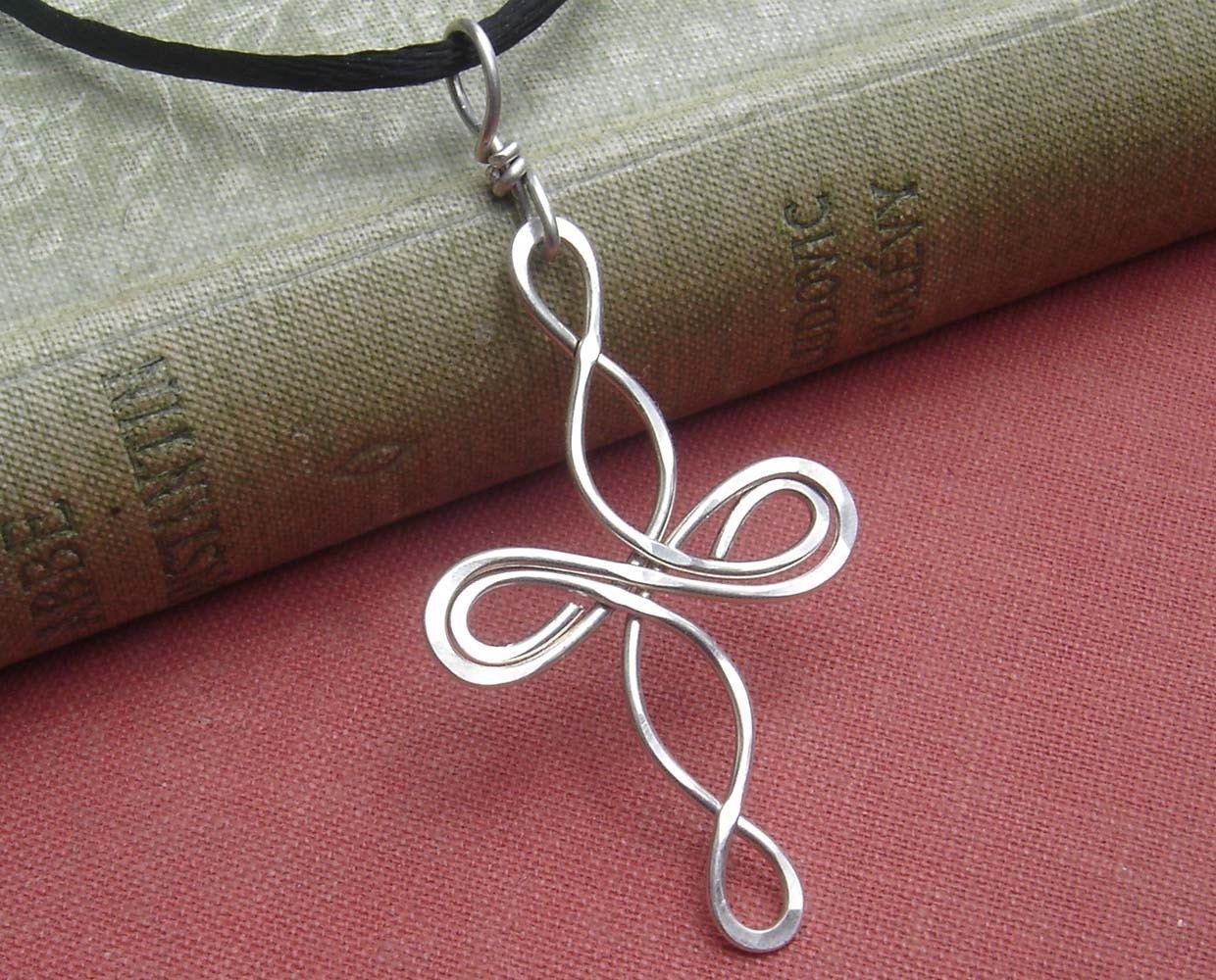 Celtic Cross Pendant - Infinity Loops Sterling Silver Necklace - Celtic Knot Jewelry - Wire Cross - Confirmation Gift - First Communion