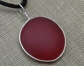 Red Frosted Like Beach Glass Pendant