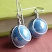 Turquoise Sky Blue Glass Marble Earrings - Sterling Silver