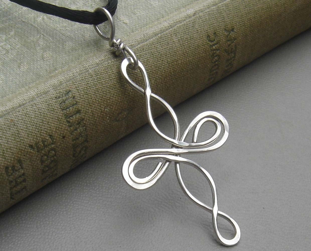 Celtic Cross Pendant - Infinity Loops Sterling Silver Necklace - Celtic Knot Jewelry - Wire Cross - Confirmation Gift - First Communion