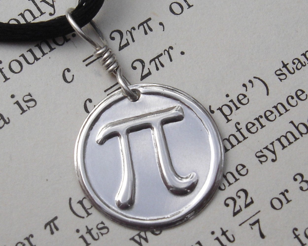 Pi Pendant Necklace- Mathematics - Geeky -Math Jewelry- Teacher Gift- Sterling Silver- Pi Jewelry-Science