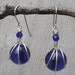 Cobalt Blue Glass Marble Earrings - Sterling Silver Wire Wrapped
