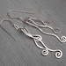 Long Silver Earrings - Tangle Dangle Swinging Vines - Sterling Silver Wire Dangles