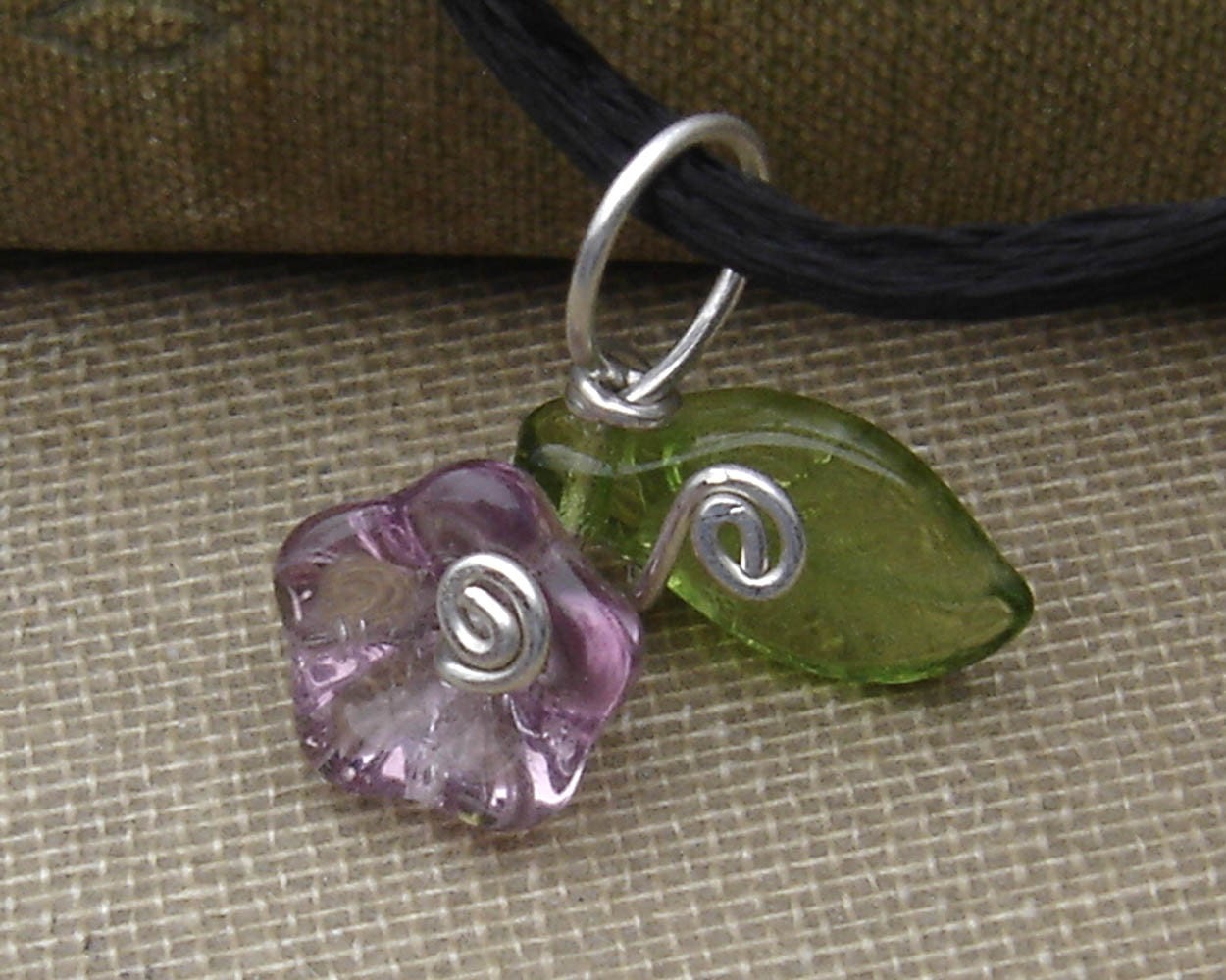 Little Lilac Purple Glass Flower Pendant Necklace -Spring Czech Glass Beads - Flower Necklace - Flower Girls Jewelry