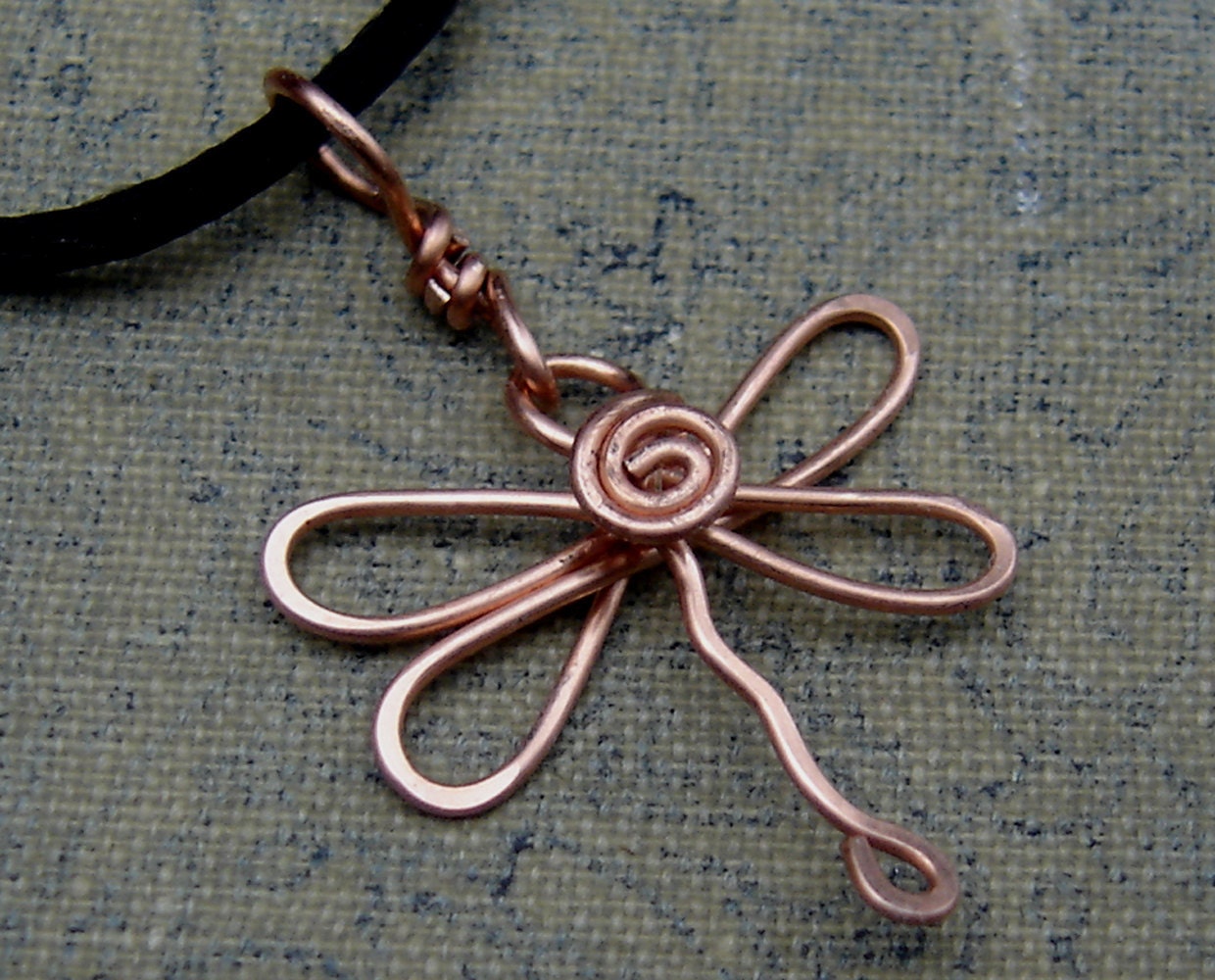 Copper Dragonfly Necklace - Dragonfly Pendant - Dragonfly Jewelry - Copper Wire Wrapped