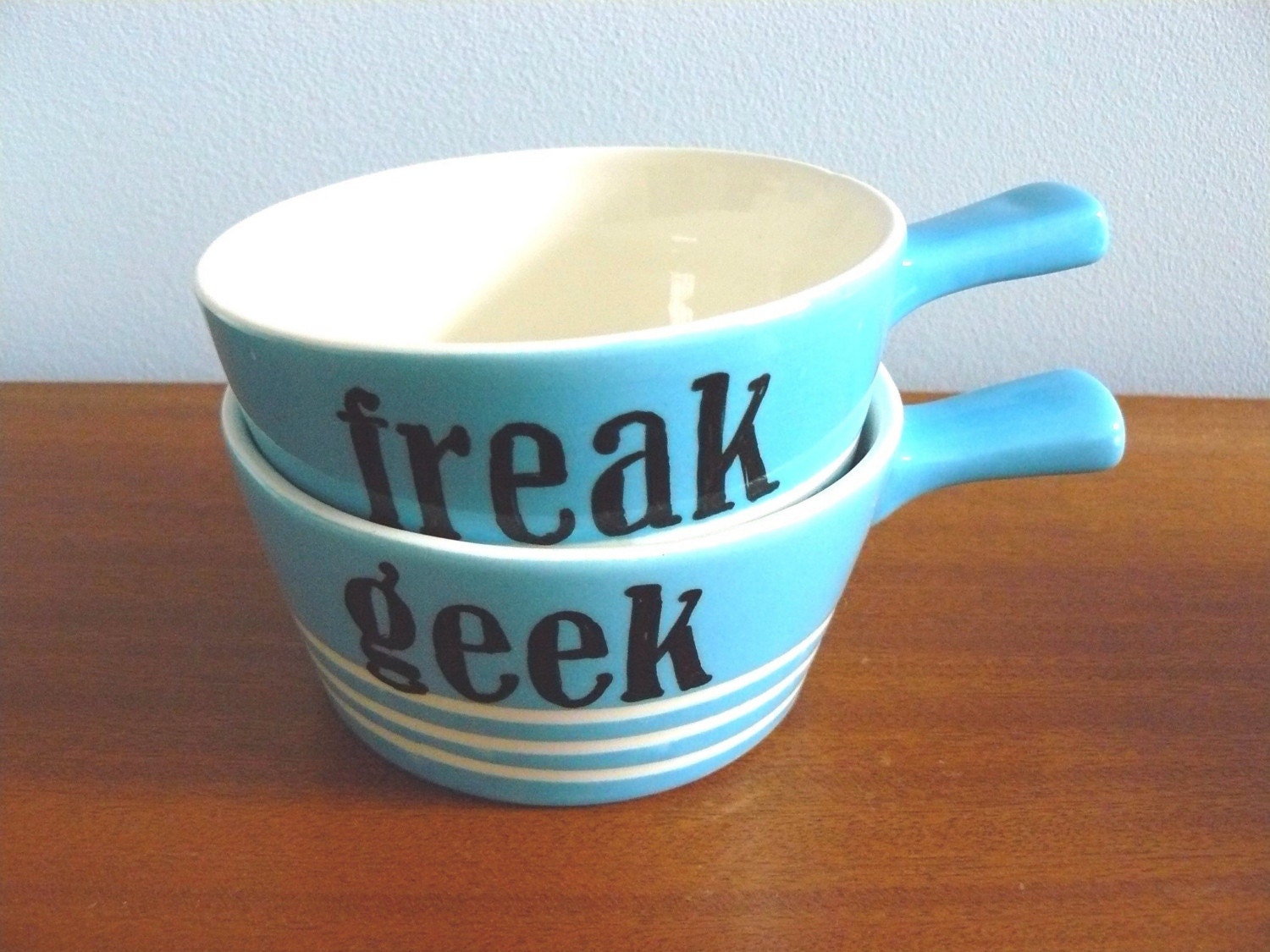 Freak and Geek bowls with handles