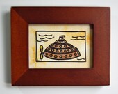 Steampunk Submarine No. 12 Original Mini 3.5" x 2.5" Watercolor Painting