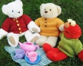 Knitting Pattern PDF Teddy Bear Doll Sweater in Three Styles