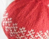 Knit Wool Pompom Hat for Toddlers in Red and White