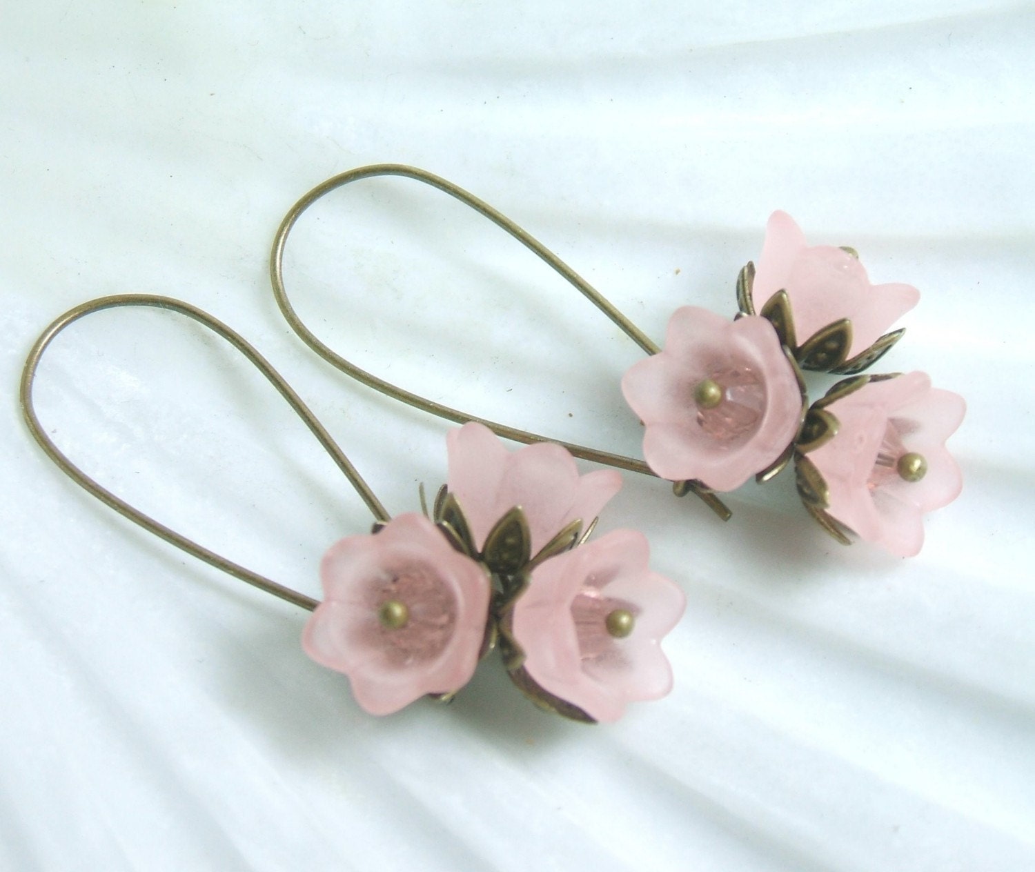 Pink  Acrylic Flower Cluster Earrings