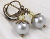 Gray and Yellow Pearl Earrings