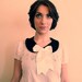 Velvet detachable peter pan collar necklace black with satin bow