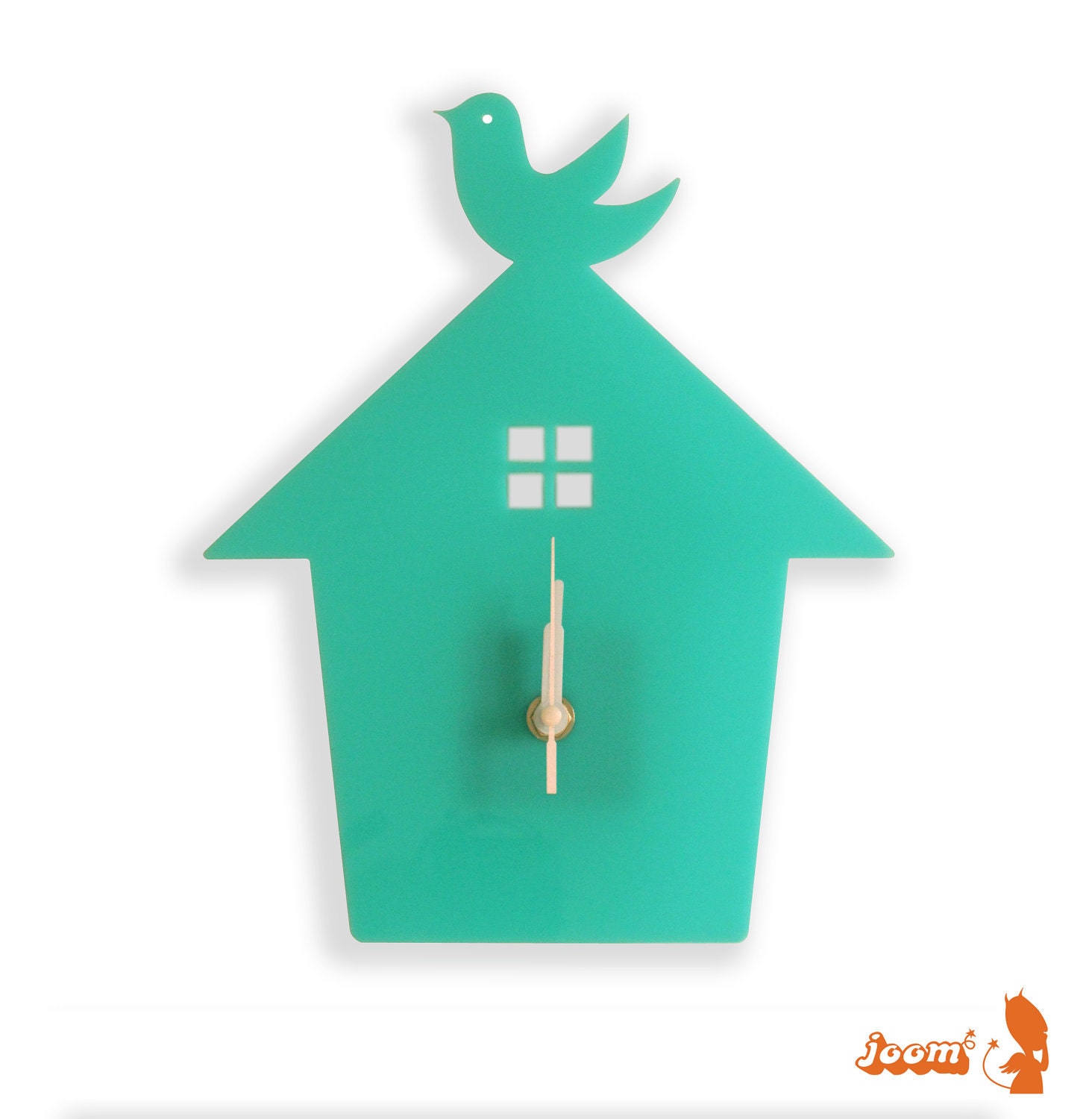 Mint Green Bird House Wall Hanging Clock