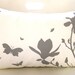 Limited Time Sale Grey Print on Off White Cotton Magnolia and Butterflies Rectangle Pillow