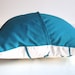 Teal Print on White Cotton Bird on Cherry Blossom - Mini 10.5 Inches Square Pillow