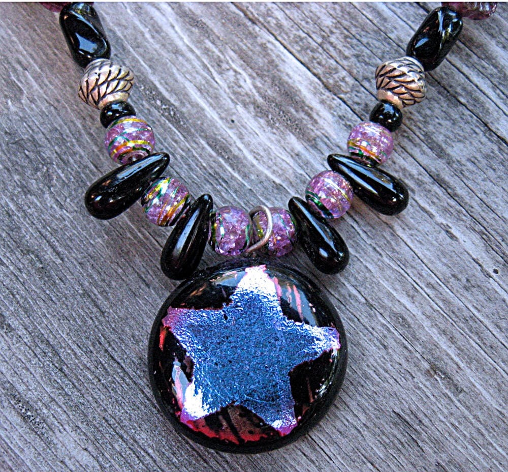 Fused Dichroic Glass Necklace -  You Are A Star Necklace