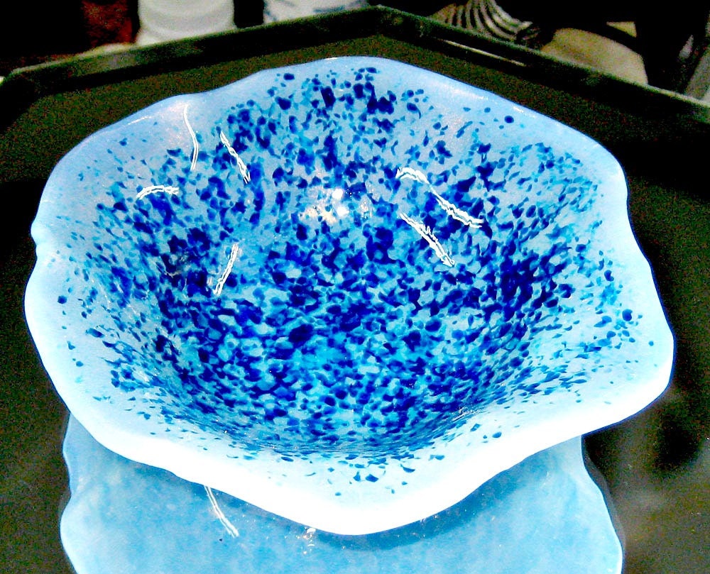 Fused Glass Bowl - Blue Fused Glass Bowl