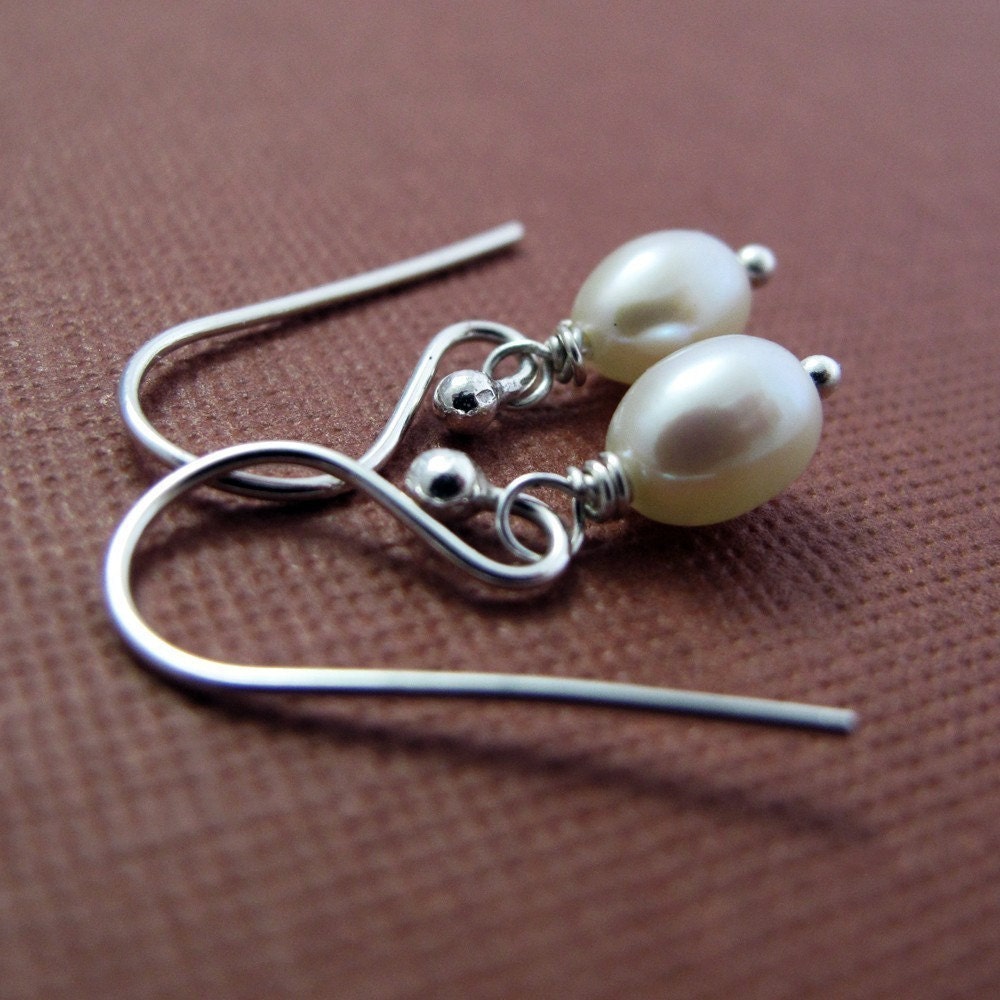Pearl Earrings - Sterling Silver and White Freshwater Pearl