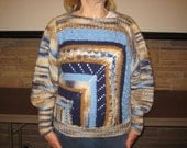 Multi - brown and blue women's sweater