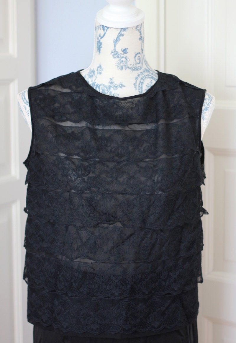 50s or 60s black lace top