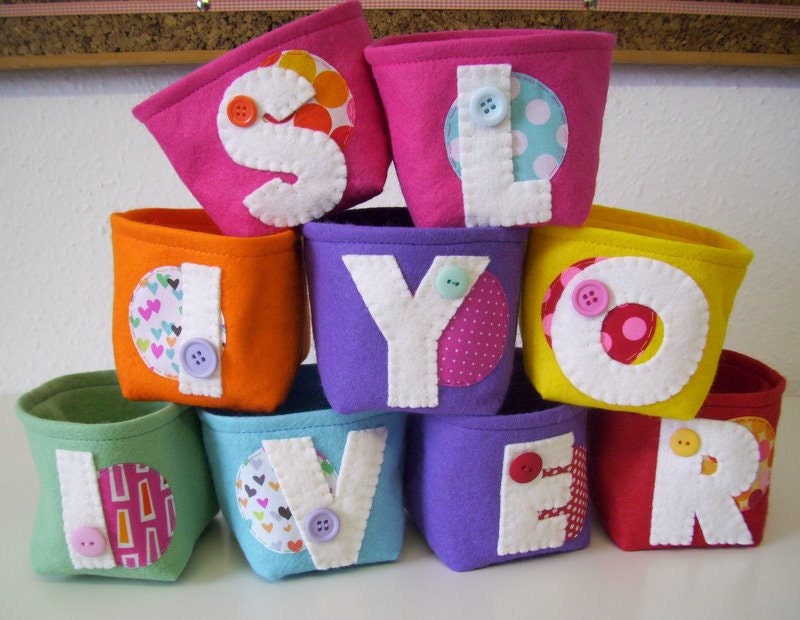 design your own ALPHABET felt storage boxes