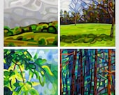 Spring 1 - fine art print note cards green leaves