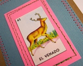 Deer Journal . Small Moleskine . Stitched Loteria Deer  . Lined Pages