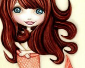 Redhead Mermaid Art Print