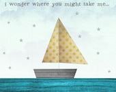 Nursery Art Sailboat, Airplane And Hot Air Balloon Set Of Three Transportation Nursery Prints With Color Choices