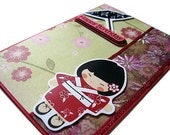 Birthday - Red Kimono Japanese Girl Handmade Card