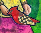 LadyBird Quote. "There is nothing random about her acts of kindness." FOLK ART MAGNET. Funny Humorous Girl Power. Motivational Saying.