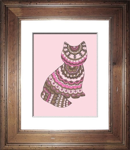 SALE - Chocolate and Strawberry Cat - 8x10 - Art Print