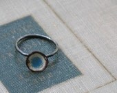 enameled tiny pool ring- blue & white
