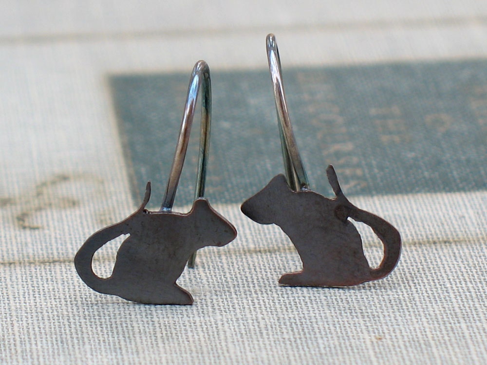 tiny mice earrings- hand cut silhouettes