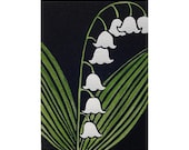 Lily of the Valley ACEO (original linocut print) flower may day spring