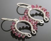 Pink Tourmaline Sterling Silver Wire Wrapped Earrings s10e010